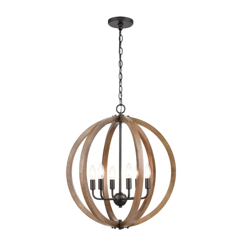 Elk Barrow 6 Light Chandelier In Birchwood And Model: 81406/6