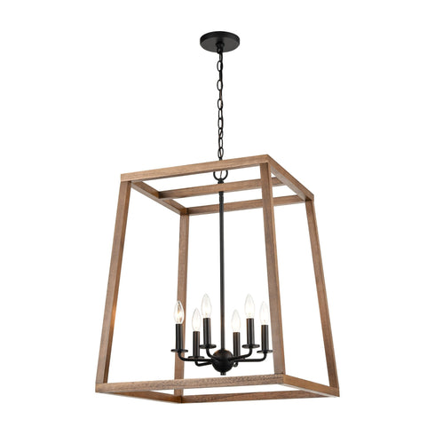 Elk Barrow 6 Light Chandelier In Birchwood And Model: 81416/6