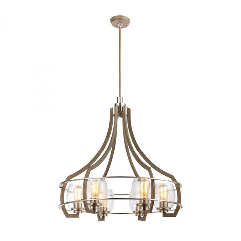 Elk Bixler 6 Light Chandelier In Light Wood With Model: 46425/6