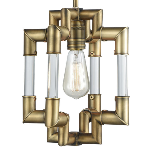 Elk Brandon 1 Light Mini Pendant In Classic Brass Model: 69204/1