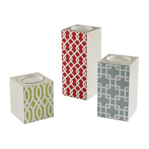 Elk Brooklyn Lodge Chevron Print Candle Holders (3 Piece Set) Model: 129-1101/S3