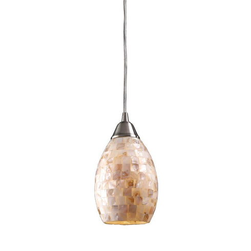 Elk Capri 1 Light Mini Pendant In Satin Nickel Model: 10141/1-LED