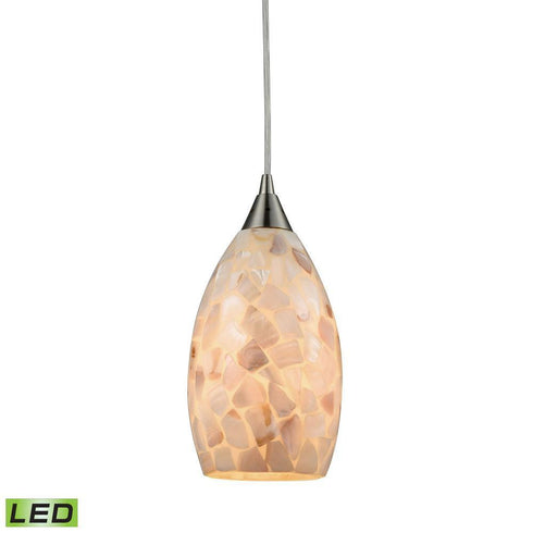 Elk Capri 1 Light Mini Pendant In Satin Nickel Model: 10443/1-LED