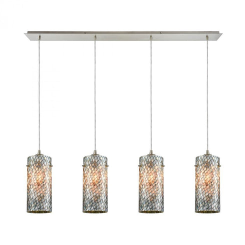 Elk Capri 4 Light Linear Pendant Fixture In Satin Model: 10447/4LP