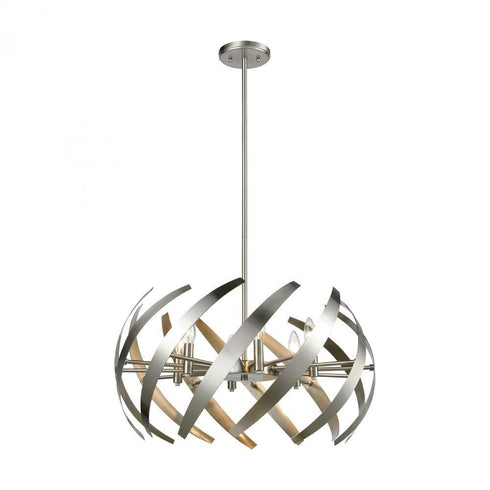 Elk Carthage 6 Light Chandlier In Satin Nickel Model: 81255/6