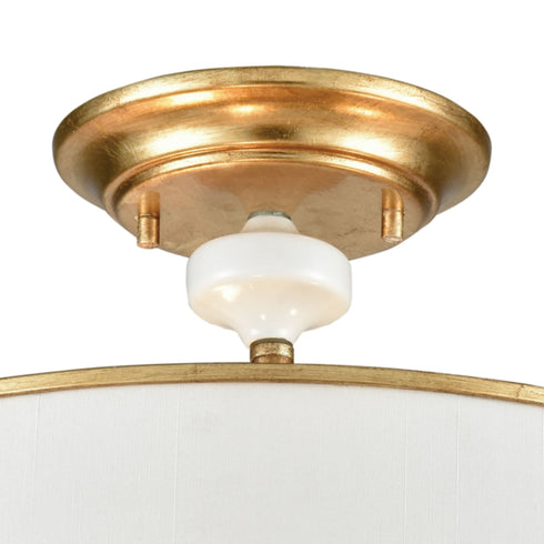 Elk Ceramique 3 Light Semi Flush In Antique Gold Model: 33052/3