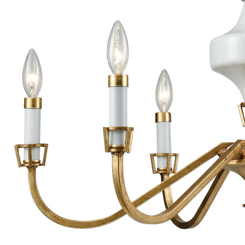 Elk Ceramique 6 Light Chandelier In Antique Gold Model: 33053/6