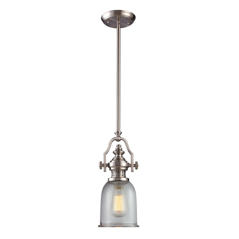 Elk Chadwick 1 Light Mini Pendant In Satin Nickel Model: 66771-1