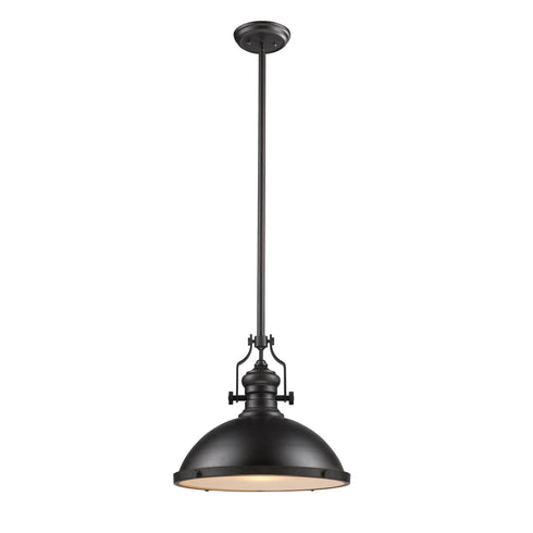 Elk Chadwick 1 Light Pendant In Oiled Bronze With Model: 66138-1