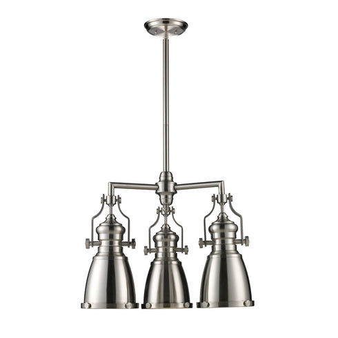 Elk Chadwick 3 Light Chandelier In Satin Nickel Model: 66120-3