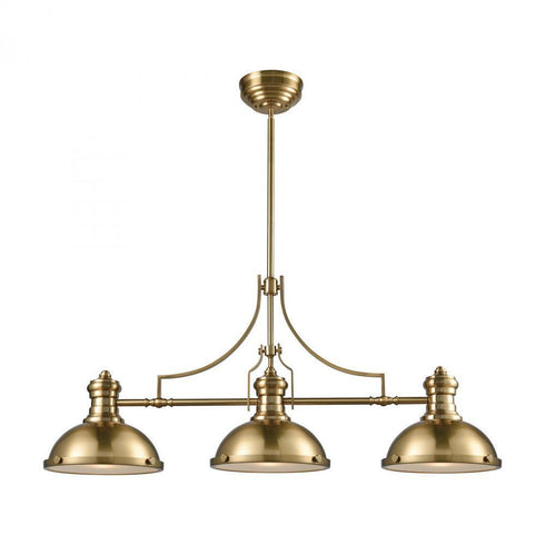 Elk Chadwick 3 Light Island Light In Satin Brass Model: 66595-3