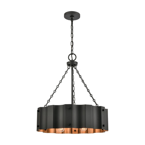 Elk Clausten 4 Light Chandelier In Black And Gold Model: 89077/4