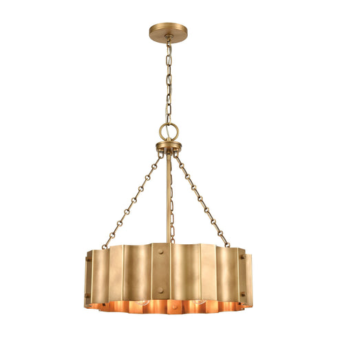 Elk Clausten 4 Light Chandelier In Natural Brass Model: 89067/4