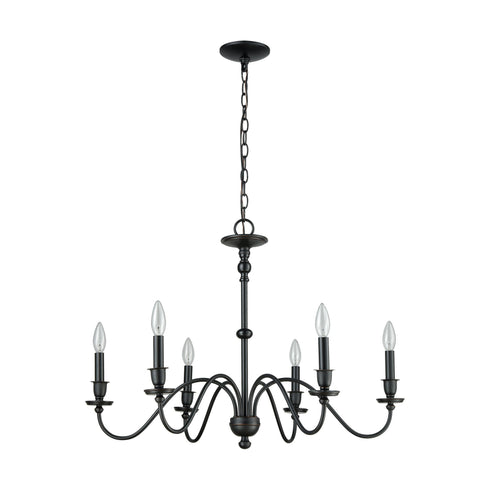 Elk Collins 6 Light Chandelier In Matte Black Model: 81274/6