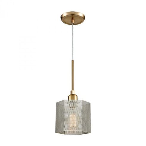 Elk Compartir 1 Light Mini Pendant In Satin Brass Model: 21112/1