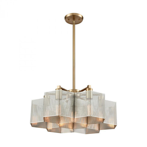 Elk Compartir 7 Light Chandlier In Satin Brass Model: 21113/7