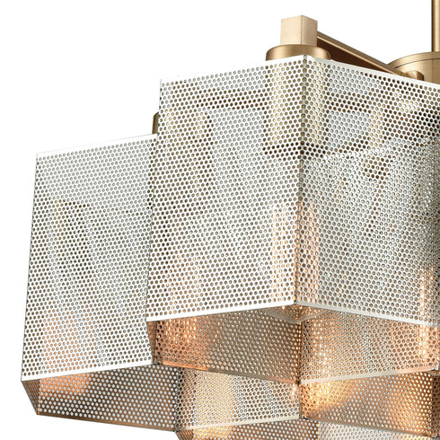 Elk Compartir 7 Light Chandlier In Satin Brass Model: 21113/7