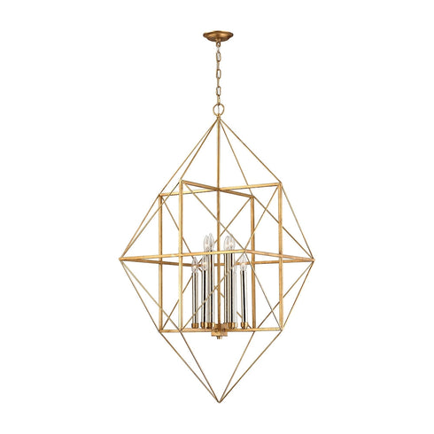 Elk Connexions 8 Light Chandelier In Antique Gold Model: 1141-006