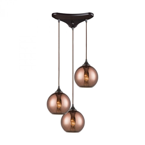 Elk Copperhead 3 Light Triangular Pendant Fixture Model: 56583/3
