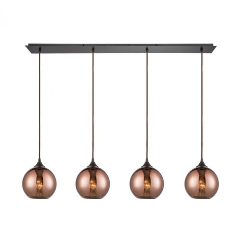 Elk Copperhead 4 Light Linear Pendant Fixture In Model: 56583/4LP