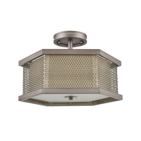 Elk Crestler 2 Light Semi Flush In Weathered Zinc Model: 15662/2