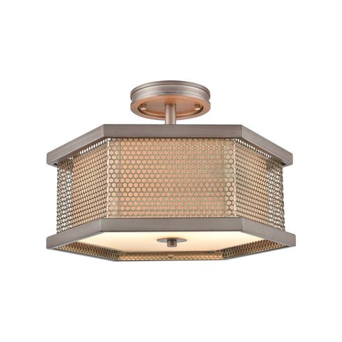 Elk Crestler 2 Light Semi Flush In Weathered Zinc Model: 15662/2