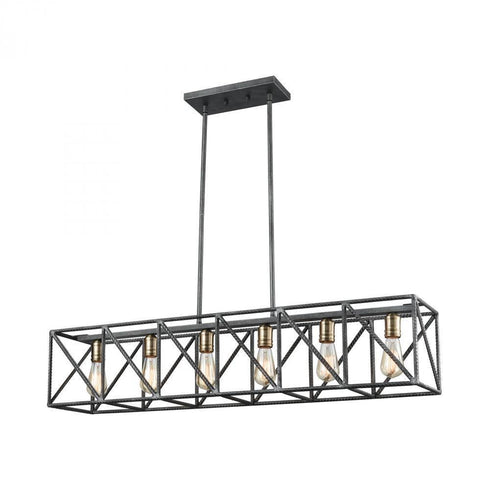 Elk Crossbar 6 Light Linear Chandelier In Model: 15254/6