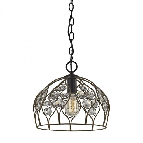 Elk Crystal Web 1 Light Mini Pendant In Bronze Model: 81106/1
