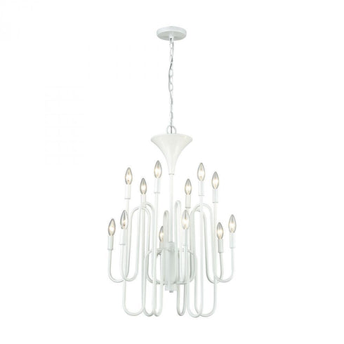 Elk Decatur 12 Light Chandelier In Matte White Model: 81297/12