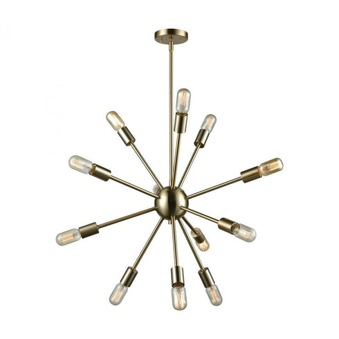 Elk Delphine 12 Light Chandelier In Satin Brass Model: 46244/12