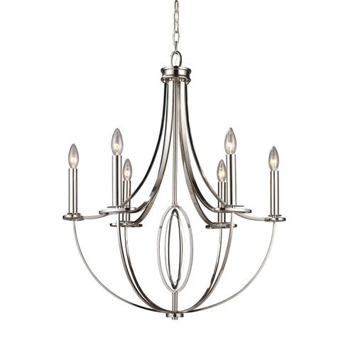 Elk Dione 6 Light Chandelier In Polished Nickel Model: 10121/6