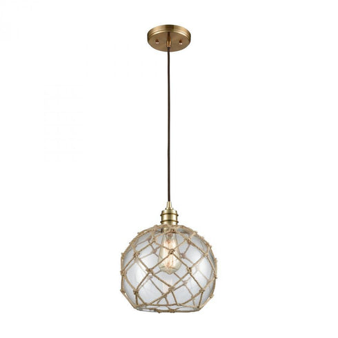 Elk Dragnet 1 Light Mini Pendant In Satin Brass Model: 10713/1