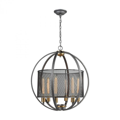 Elk Ellicott 6 Light Chandlier In Weathered Zinc Model: 12171/6