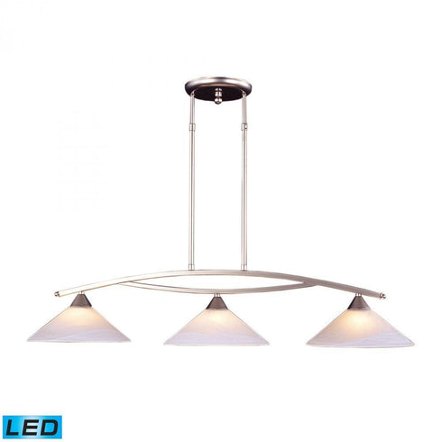 Elk Elysburg 3 Light Island Light In Satin Nickel Model: 6502/3-LED