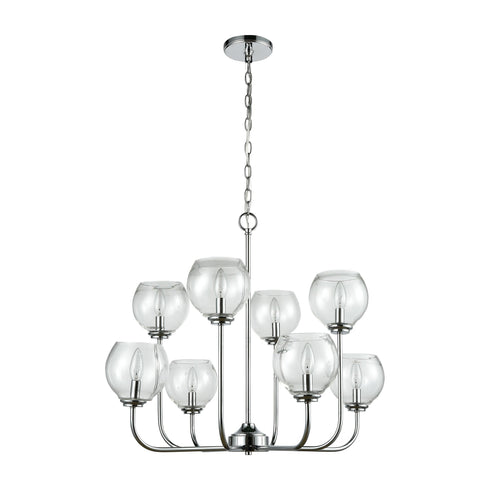 Elk Emory 8 Light Chandelier In Polished Chrome Model: 81365/4+4