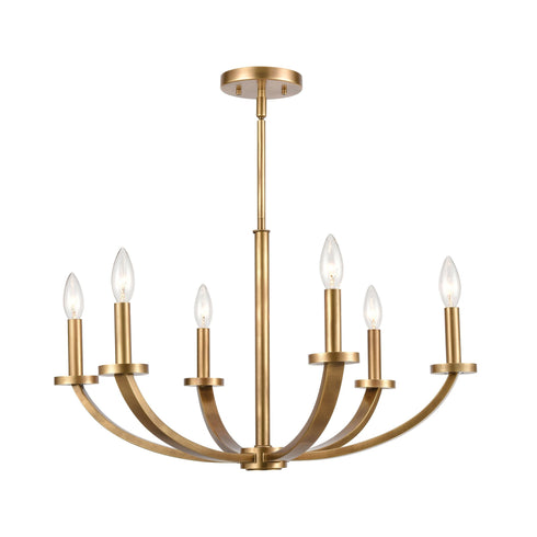 Elk Erindale 6 Light Chandelier In Natural Brass Model: 89046/6