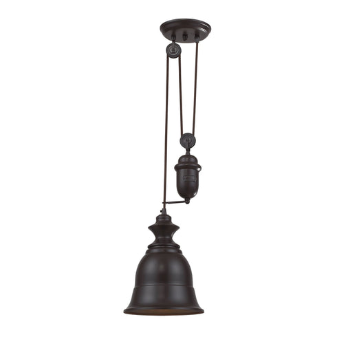 Elk Farmhouse 1 Light Adjustable Pendant In Oiled Model: 65070-1