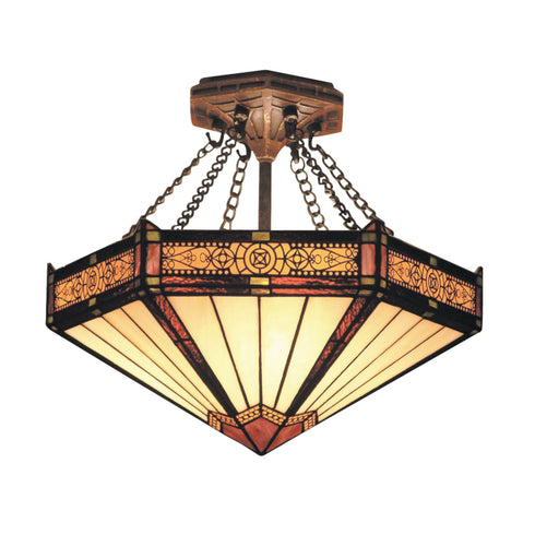 Elk Filigree 3 Light Semi Flush In Aged Bronze Model: 621-AB