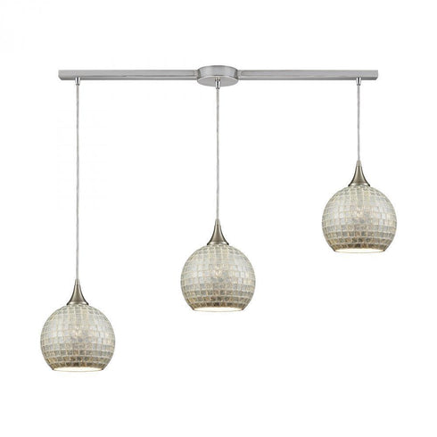 Elk Fusion 3 Light Linear Mini Pendant Fixture In Model: 529-3L-SLV