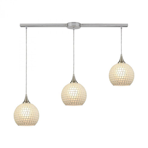 Elk Fusion 3 Light Linear Mini Pendant Fixture In Model: 529-3L-WHT