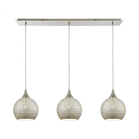 Elk Fusion 3 Light Linear Mini Pendant Fixture In Model: 529-3LP-SLV
