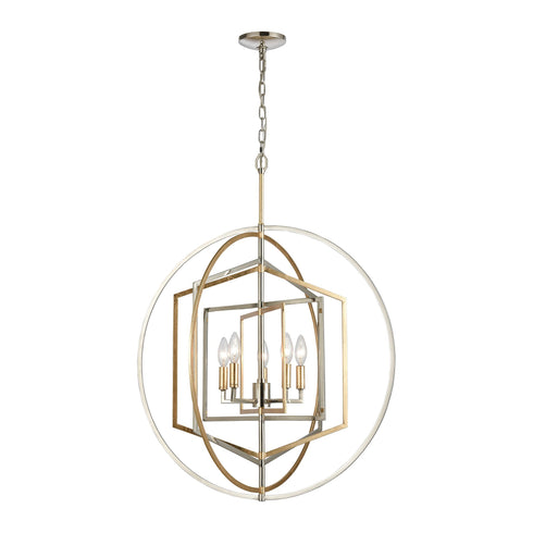 Elk Geosphere 5 Light Chandelier In Polished Model: 12263/5