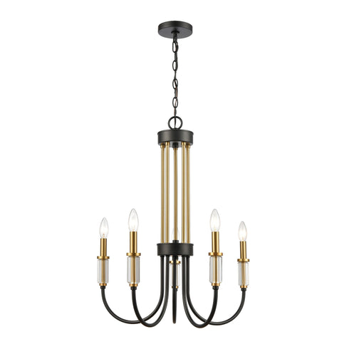 Elk Glendon 5 Light Chandelier In Matte Black And Model: 46345/5