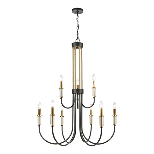 Elk Glendon 9 Light Chandelier In Matte Black And Model: 46346/9