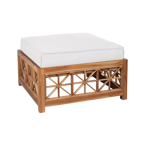 Elk Guildmaster Teak Lattice Square Ottoman Cushion In White Model: 2317001WO