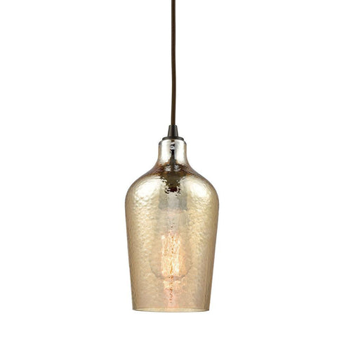 Elk Hammered Glass 1 Light Mini Pendant In Oiled Model: 10840/1