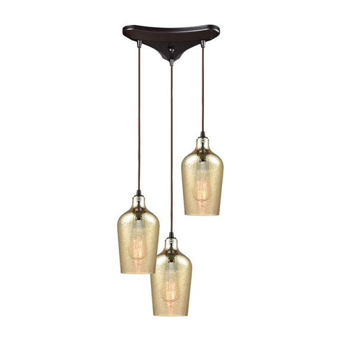 Elk Hammered Glass 3 Light Triangular Pendant Model: 10840/3
