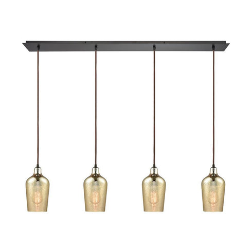 Elk Hammered Glass 4 Light Linear Pendant Fixture Model: 10840/4LP