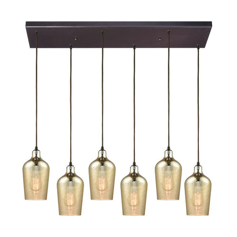 Elk Hammered Glass 6 Light Rectangular Pendant Model: 10840/6RC