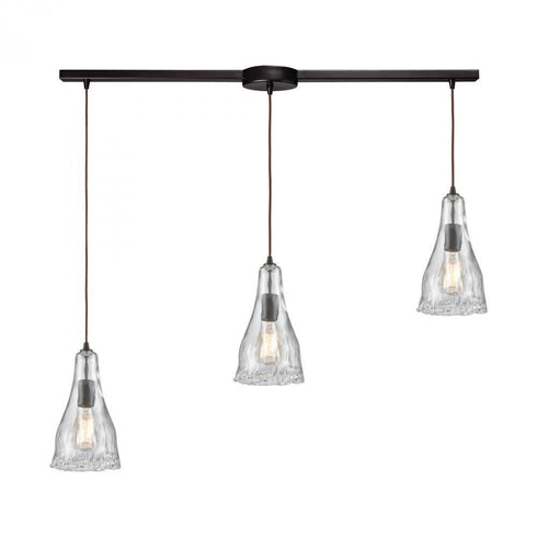 Elk Hand Formed Glass 3 Light Linear Mini Pendant Model: 10446/3L